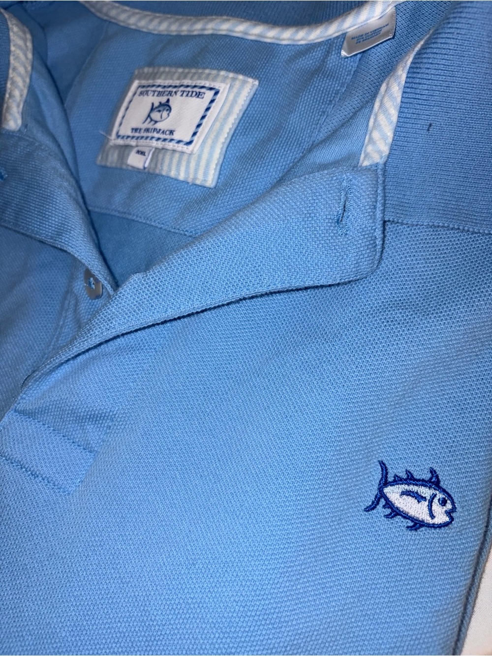 Southern Tide Light Blue Polo with Embroidered Fish Logo - Picture 4 of 5